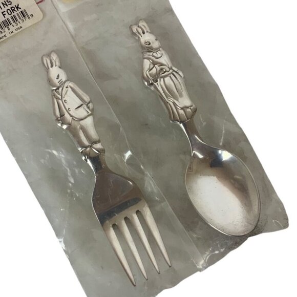 Reed & Barton for Royal Doulton Bunnikins 3 Pc Childrens Flatware Silverplate - Picture 5 of 9